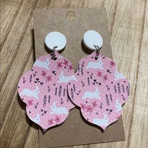 Handmade Pink Bunny Earrings